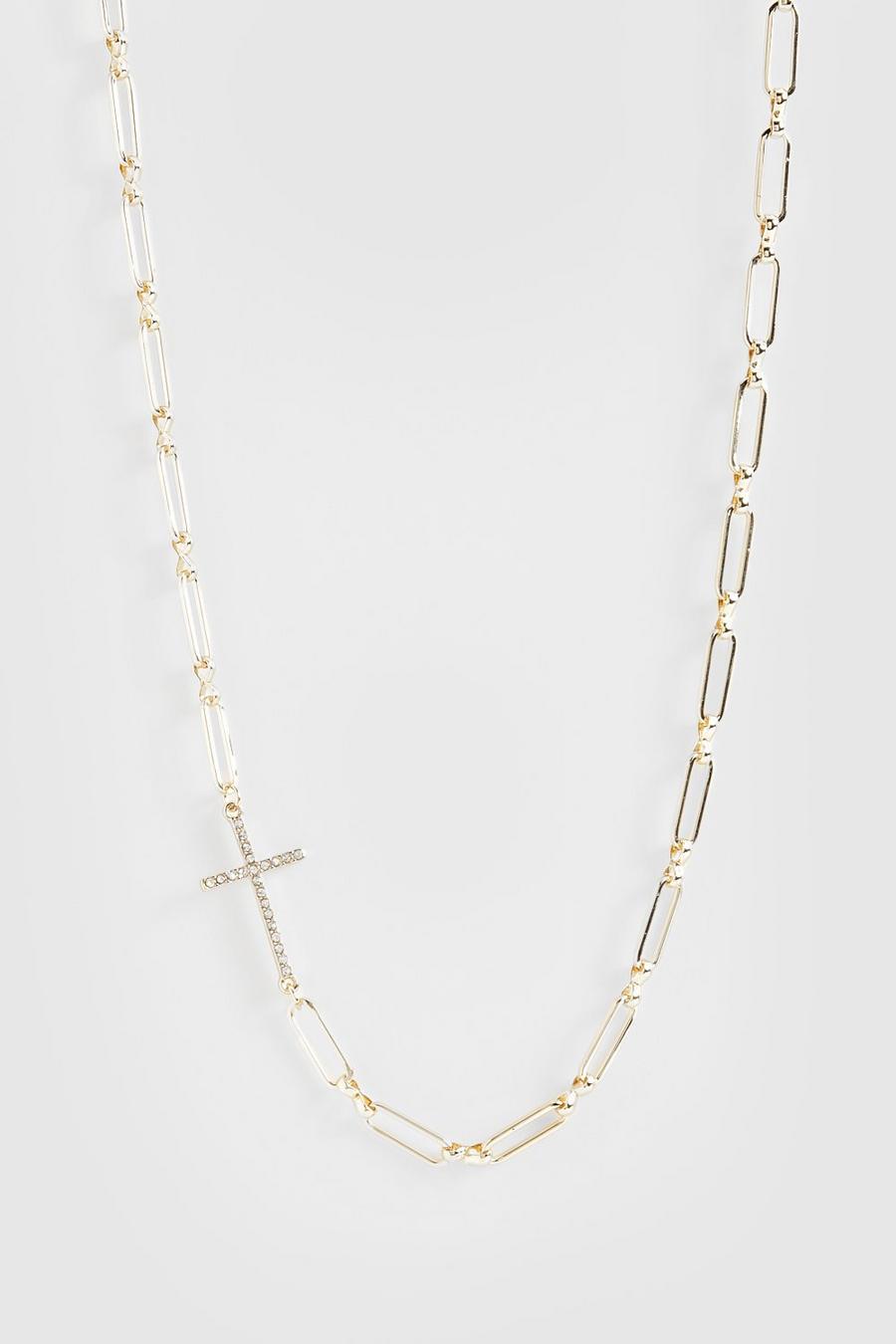Gold metallic Cross Chain Necklace 