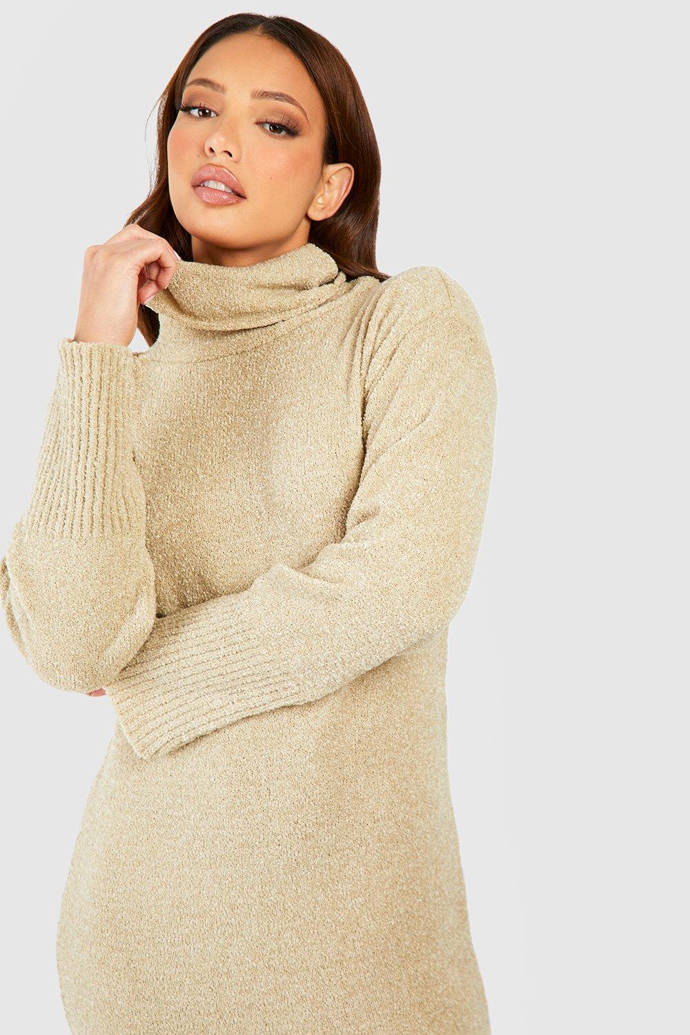 Beige cowl neck outlet jumper