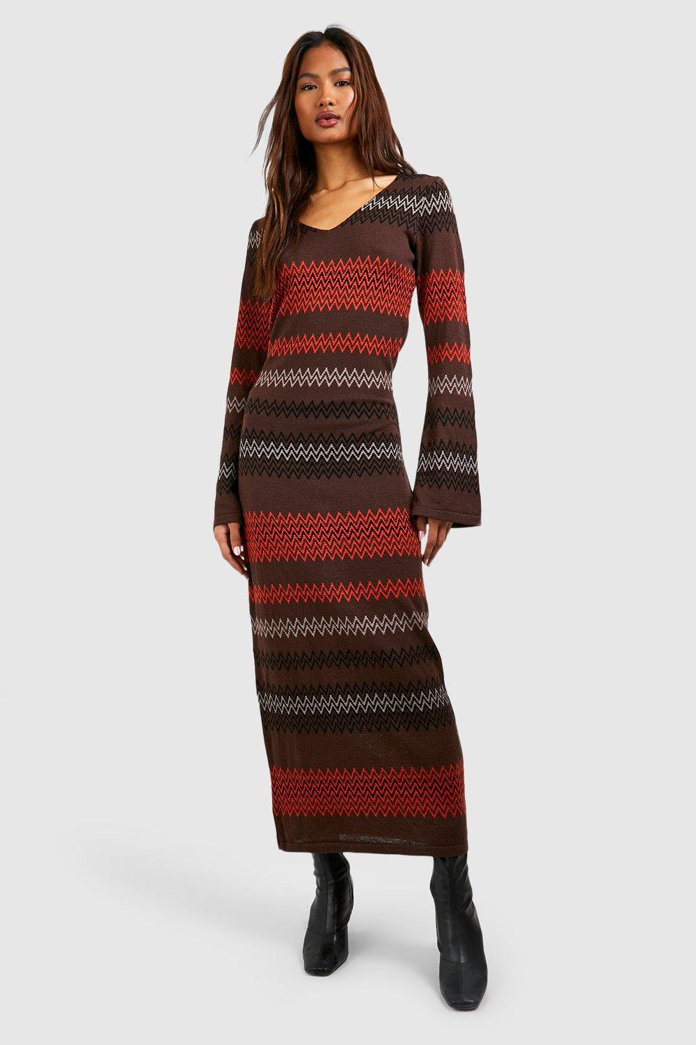 Tall Robe longue l g re en maille zigzag boohoo