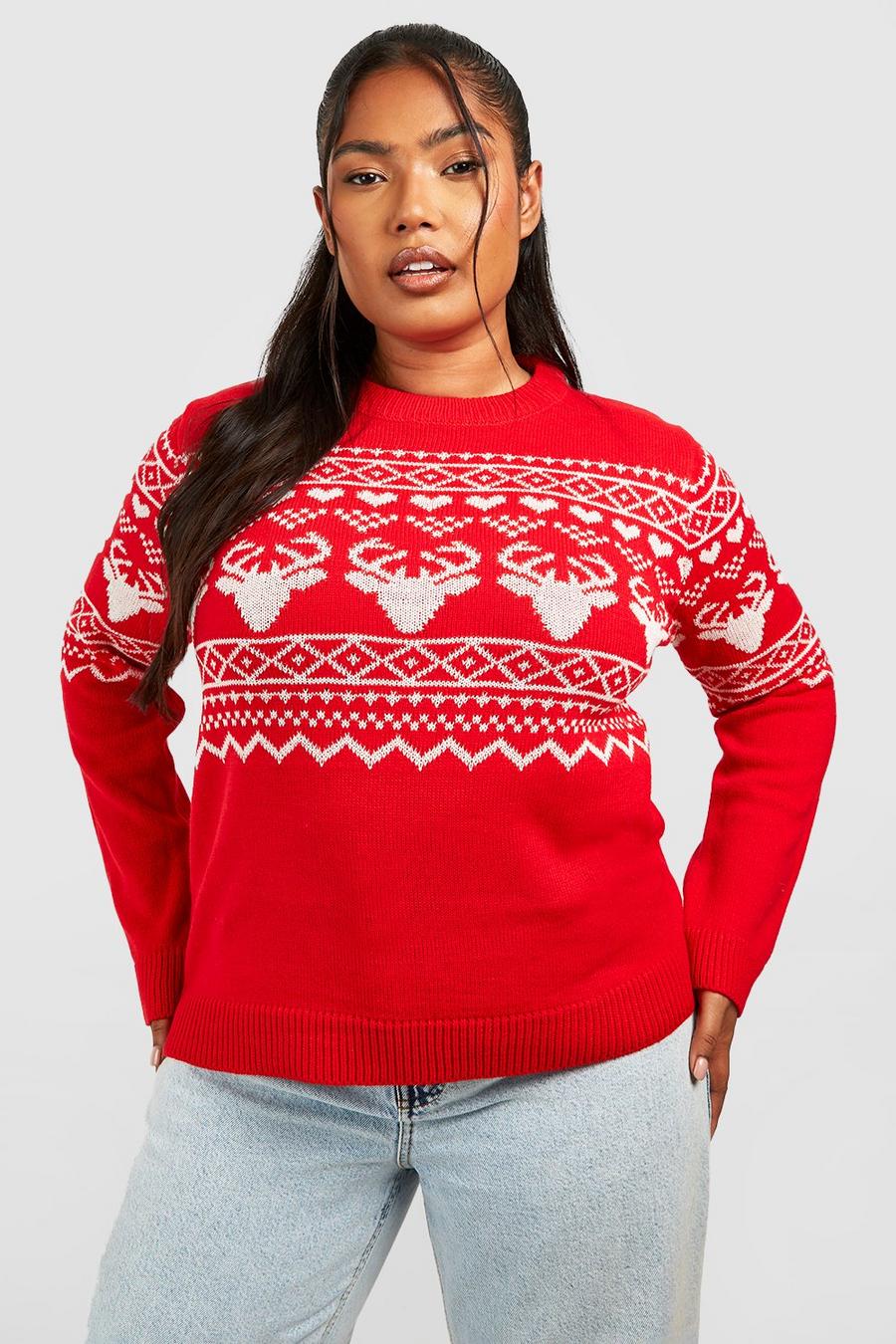 Red Plus Fairisle Christmas Sweater