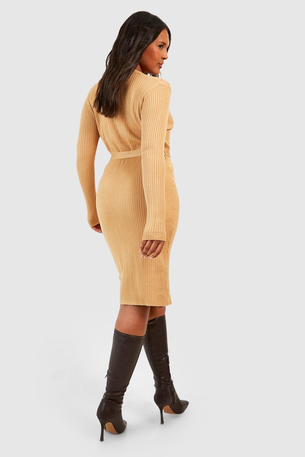 Plus Button Front Belted Jumper Dress