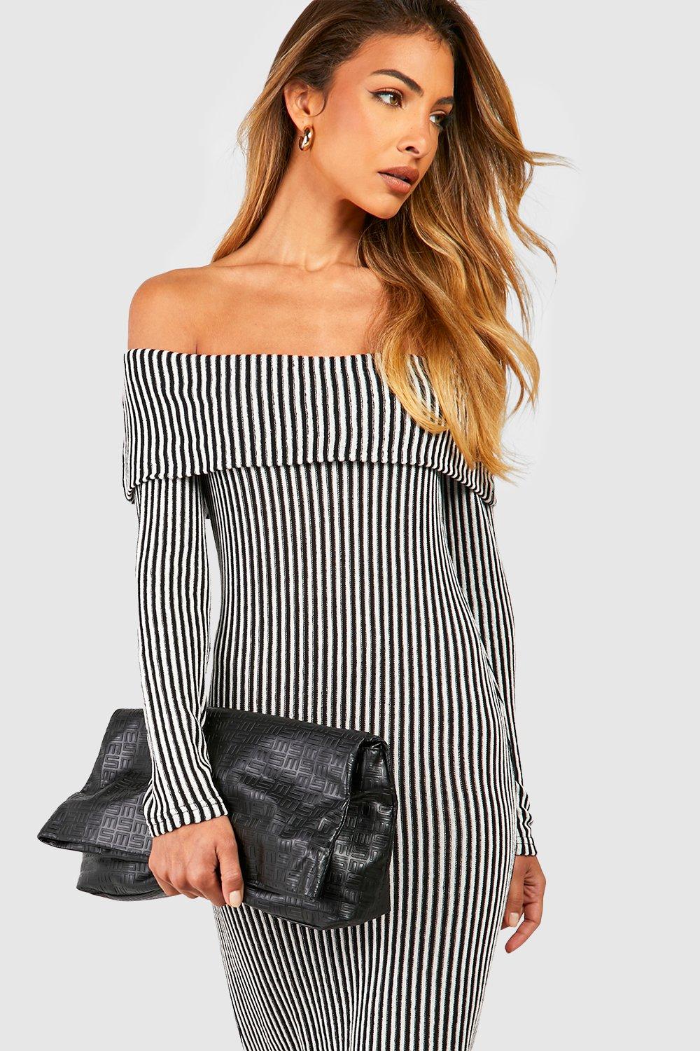 Striped bardot outlet dress