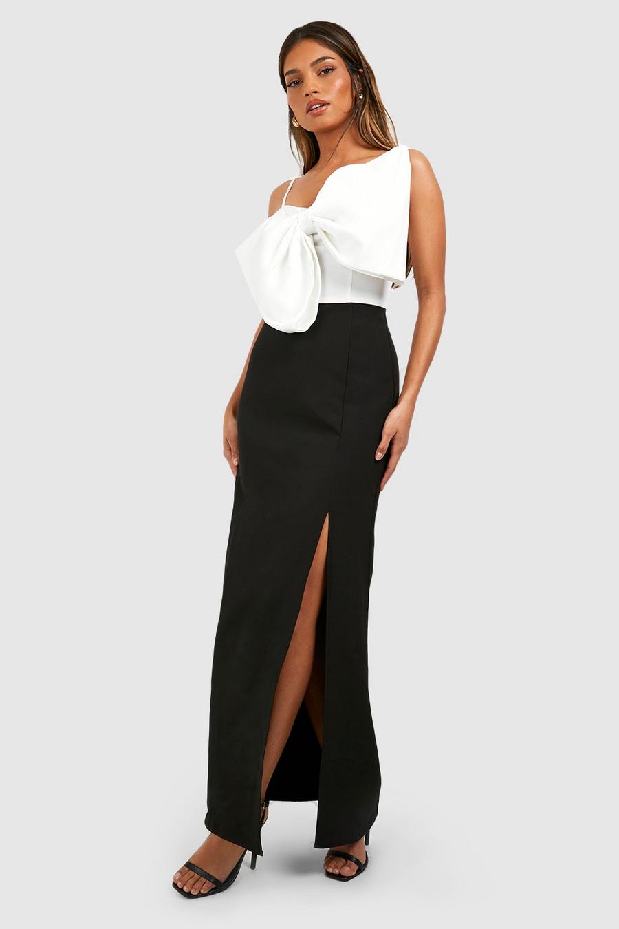 Black Contrast Bow Maxi Dress image number 1