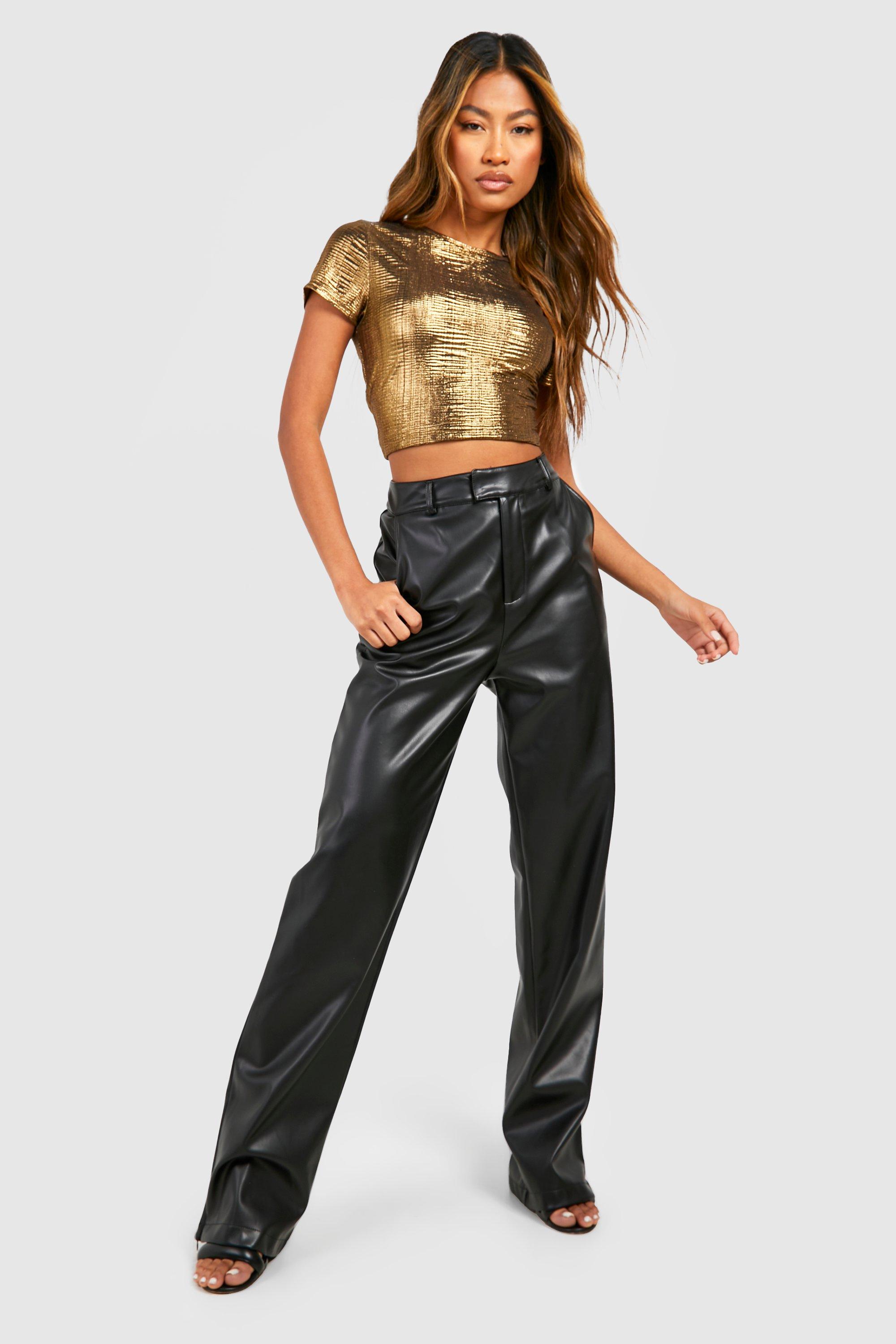 T shirt corta metallizzata color oro