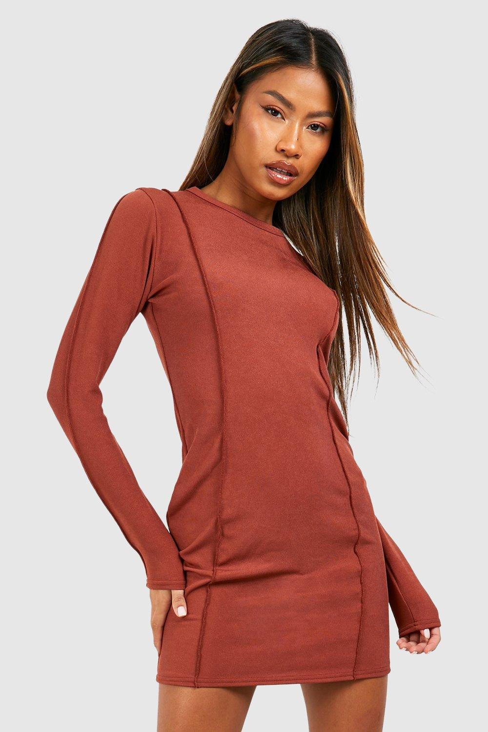 Rust hotsell bodycon dress