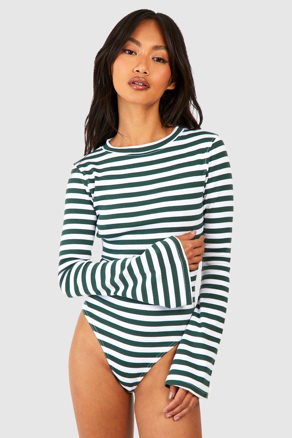 Striped bodysuit cheap