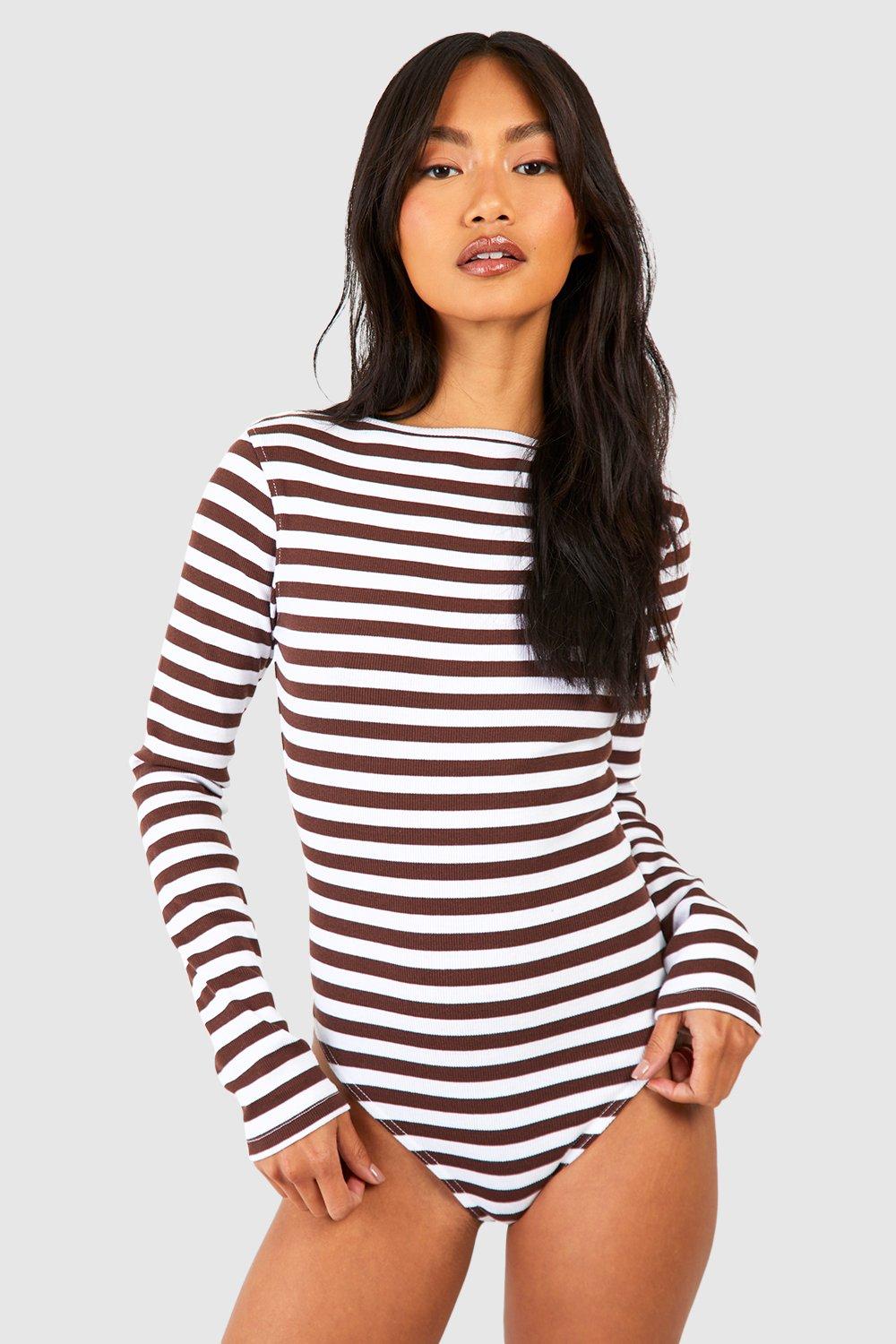 Striped long store sleeve bodysuit