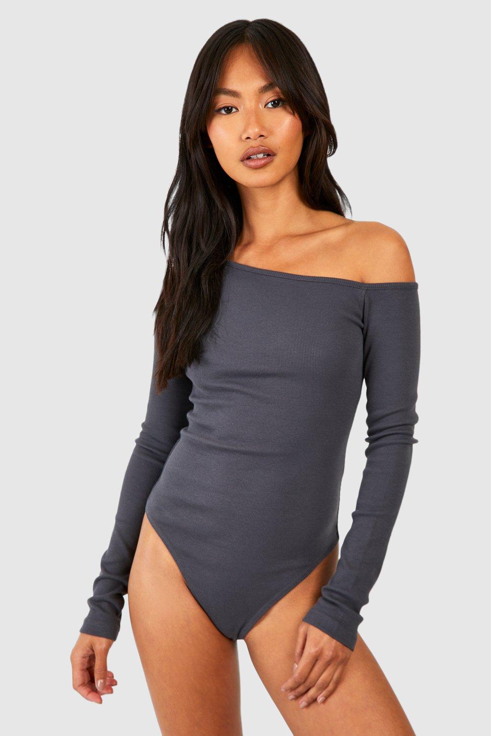 ESSENTIAL OFF THE SHOULDER BODYSUIT | LIGHT GREY