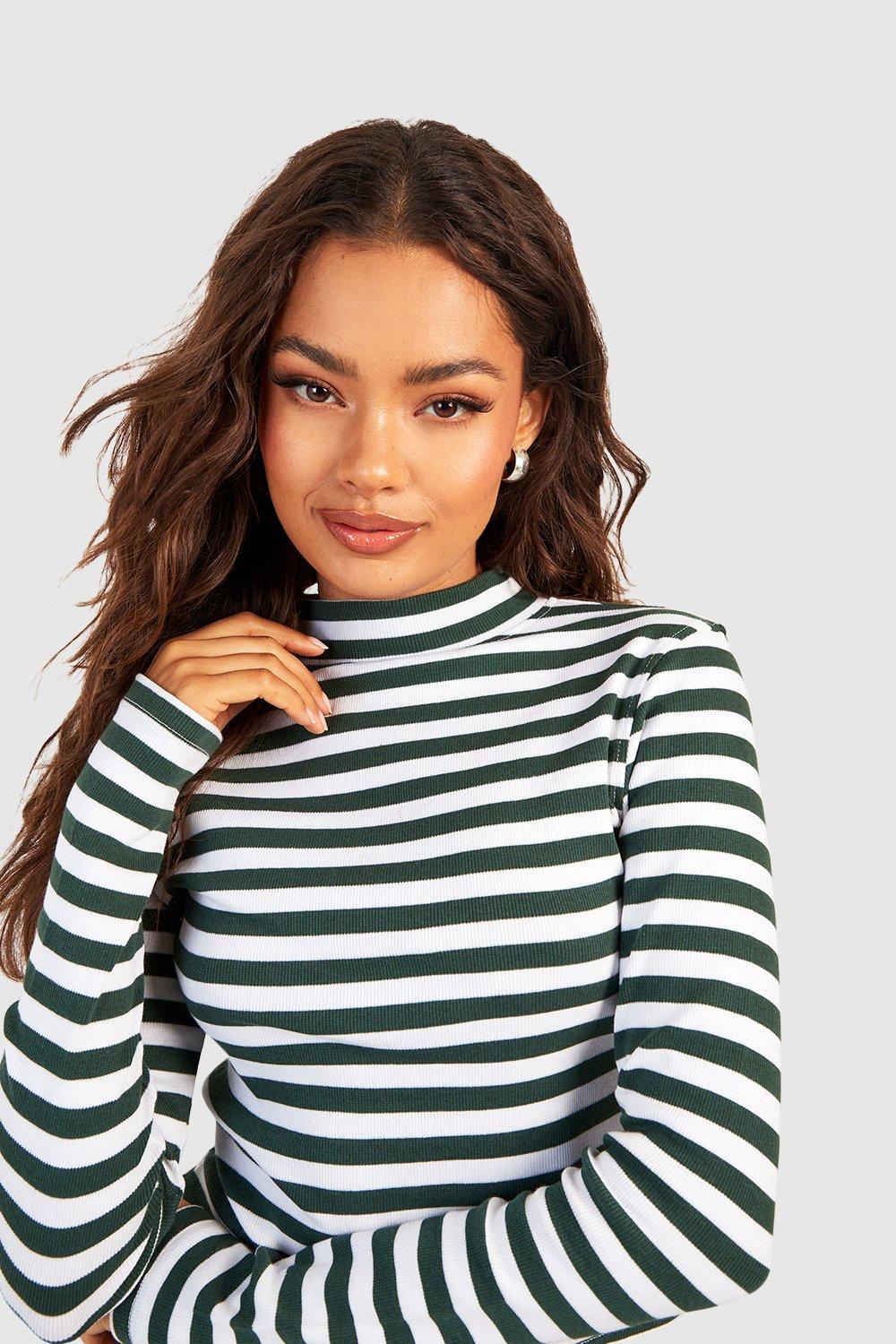 Long sleeve clearance turtleneck striped top