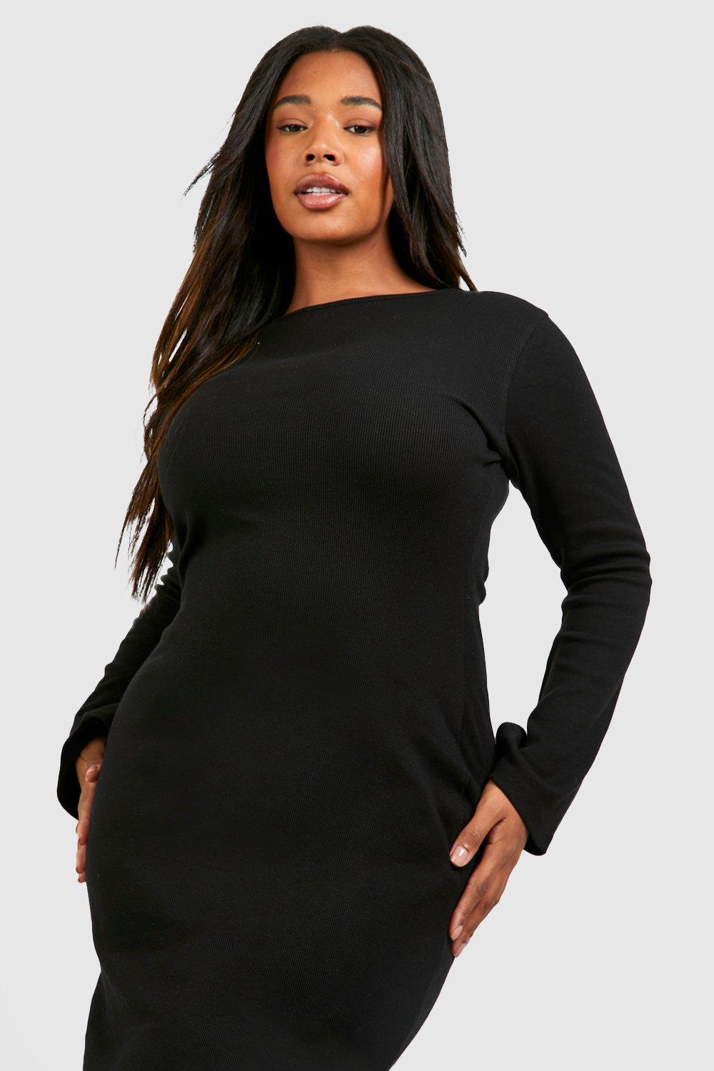 Black flare dress plus hot sale size