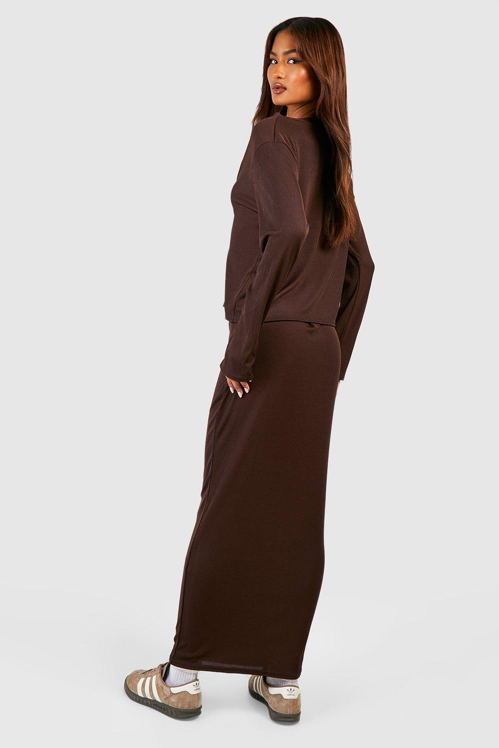 Tall Robe longue c tel e avec gilet assorti boohoo