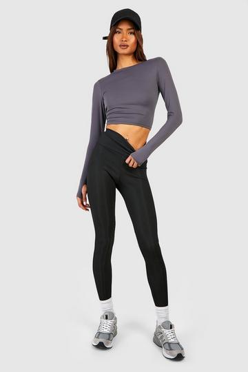 Tall Deep Waistband High Waisted Rib Leggings black