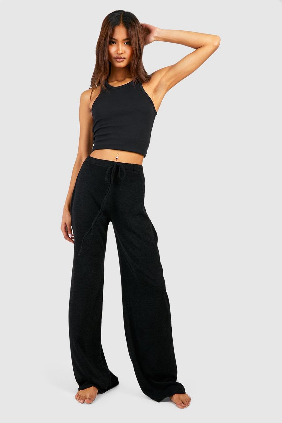 Black Tall Soft Knit Relaxed Pants image number 1