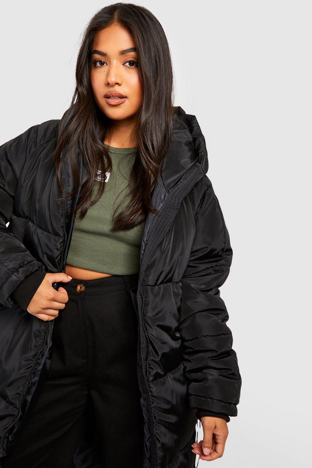 Petite Hooded Longline Padded Puffer Jacket