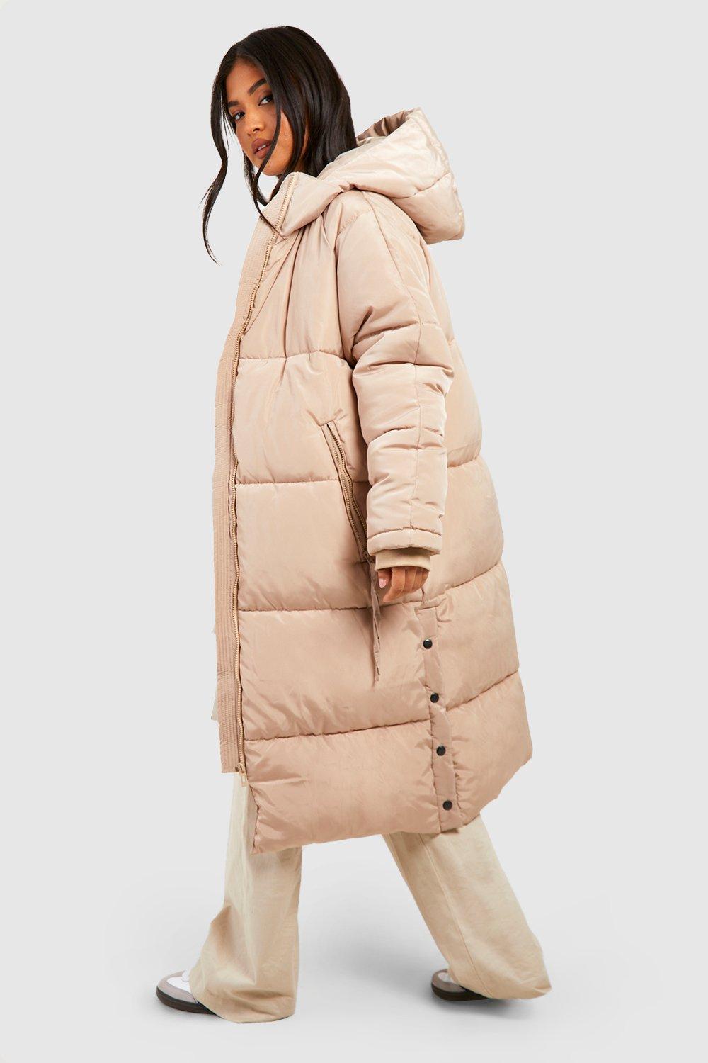 Long puffer hot sale jacket boohoo