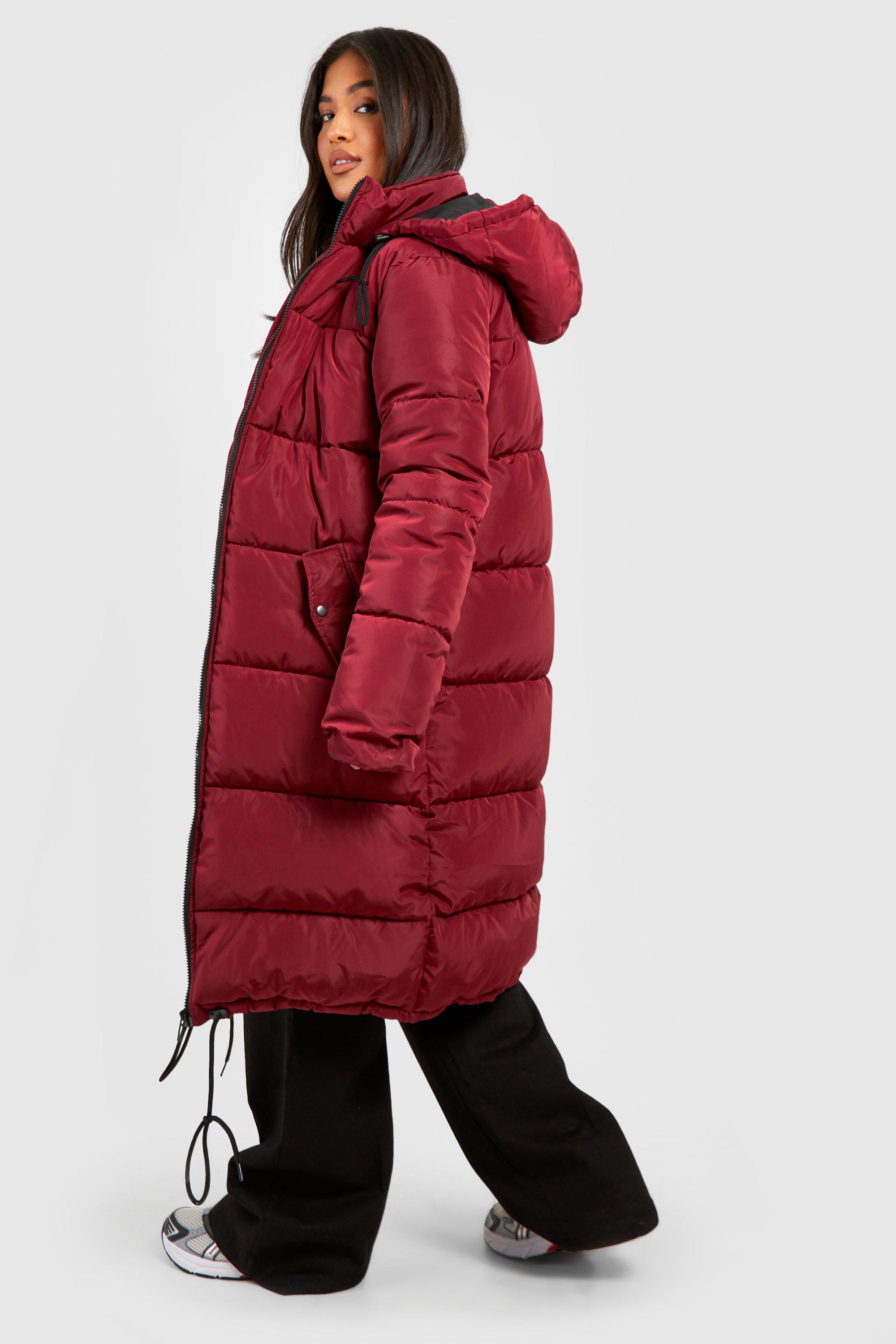 Boohoo red puffer store jacket