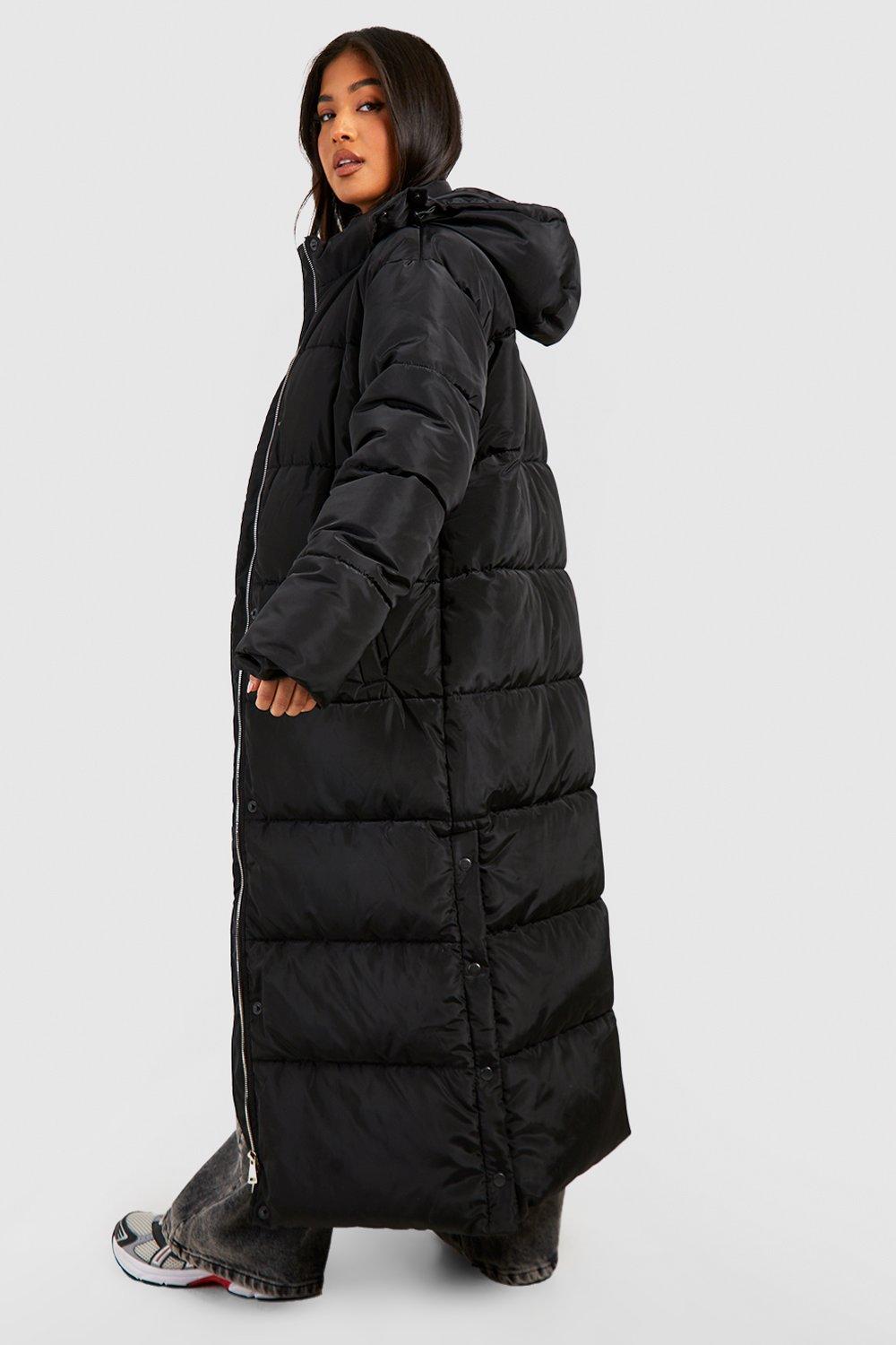 Long puffer jacket boohoo on sale