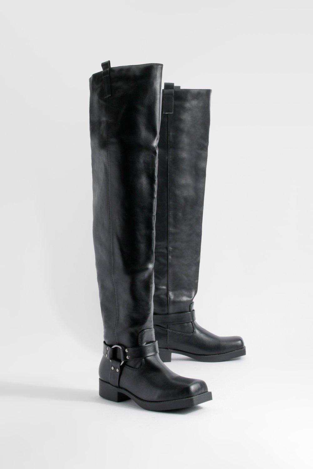 Over the knee biker boots on sale