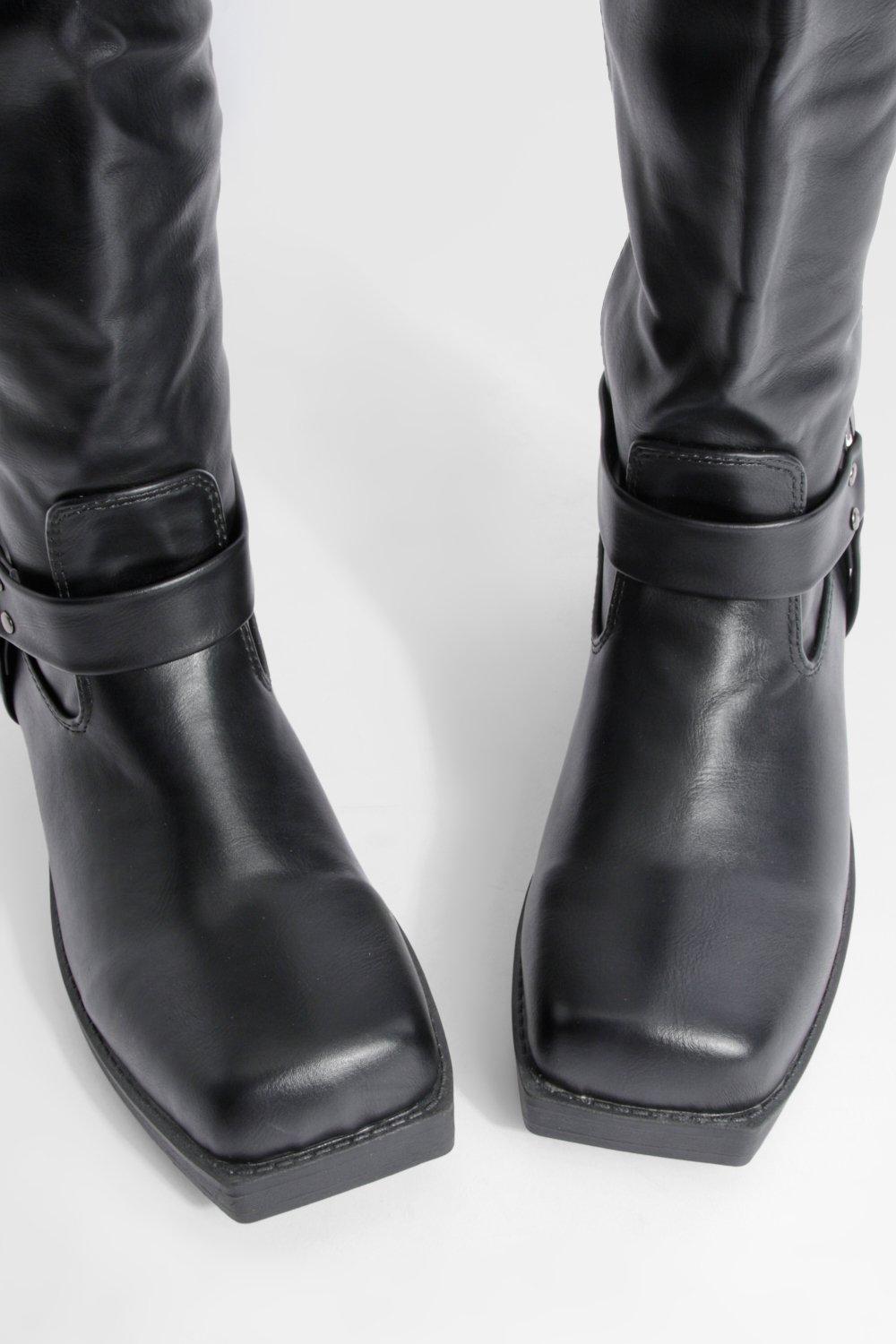 Square toe hot sale biker boots