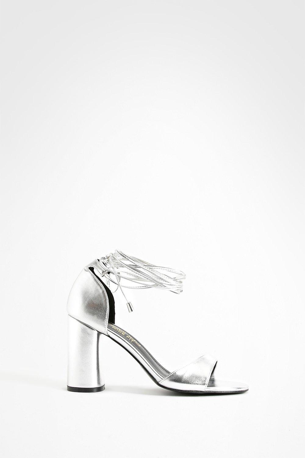 Boohoo silver sale block heels