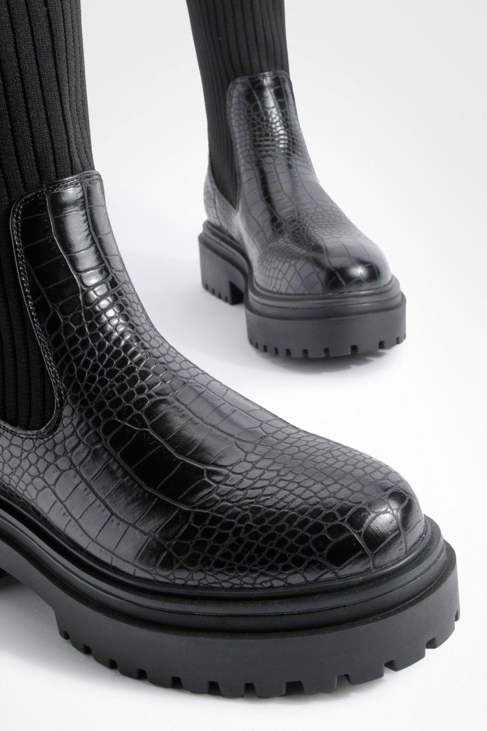 Black croc hotsell chelsea boots