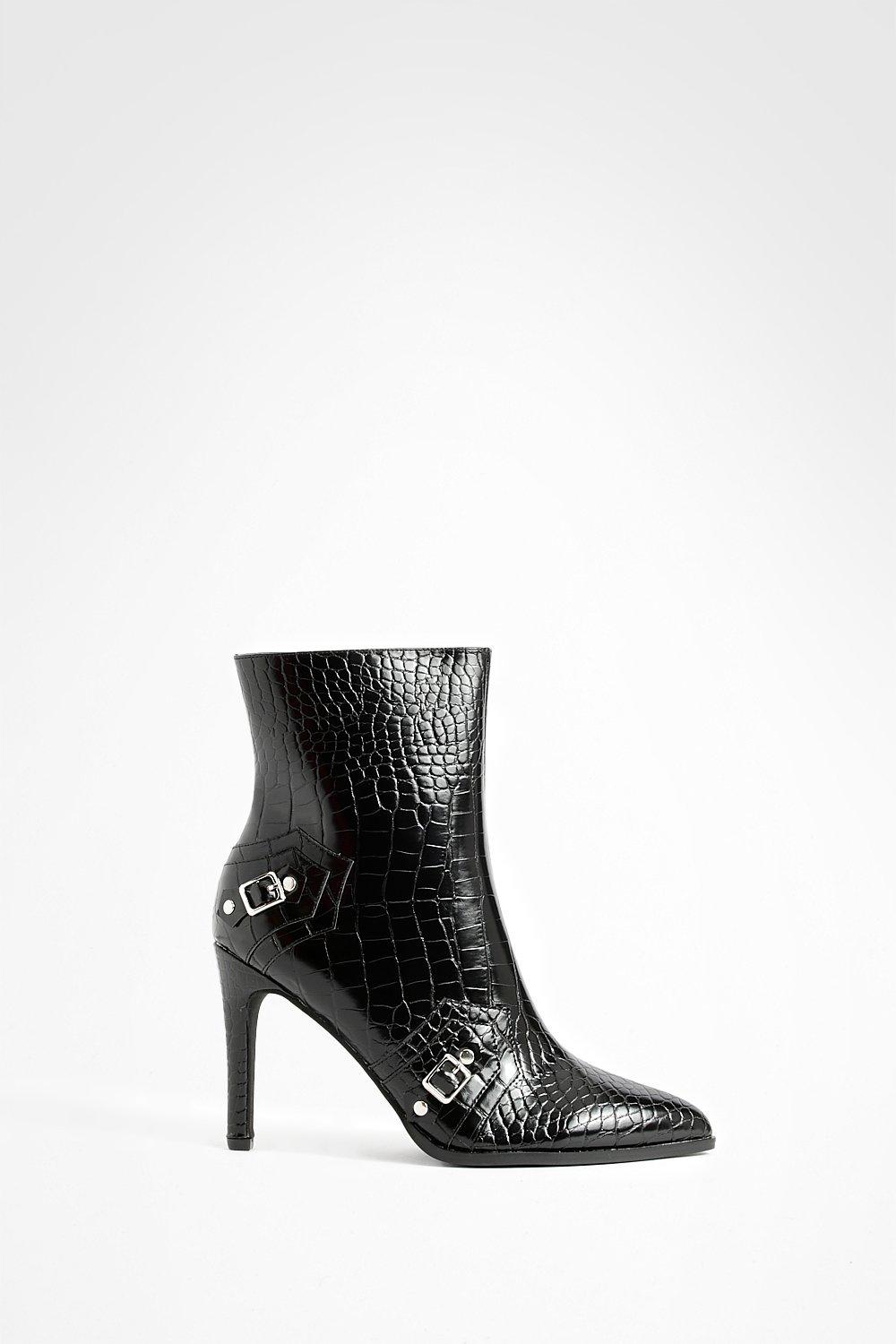 Mock croc ankle boots best sale