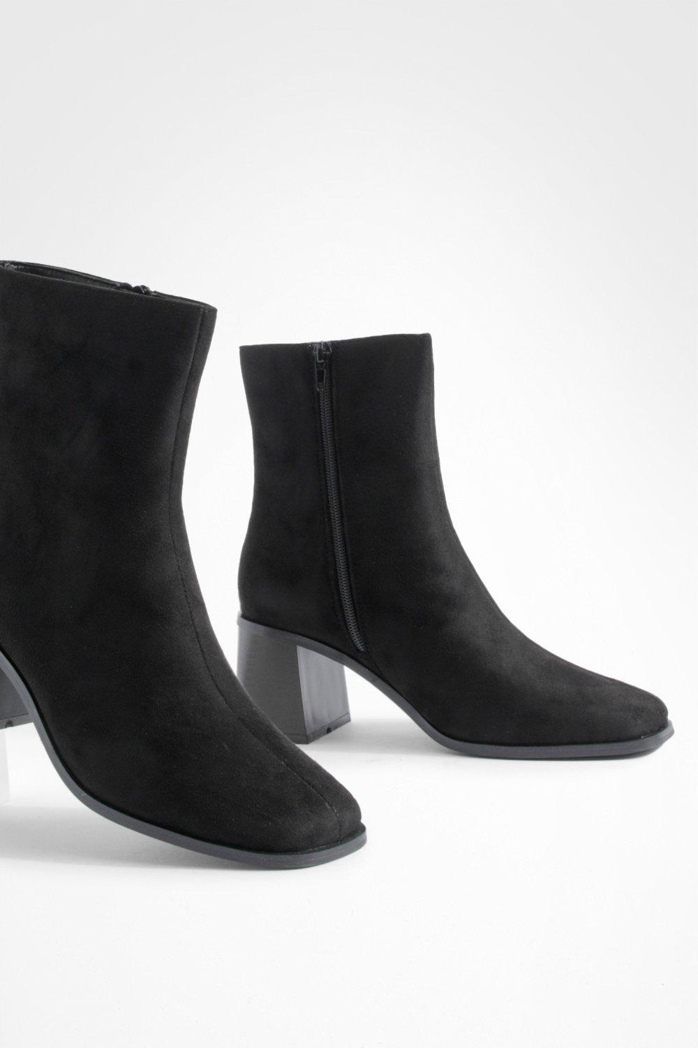 Block heel black shop suede ankle boots