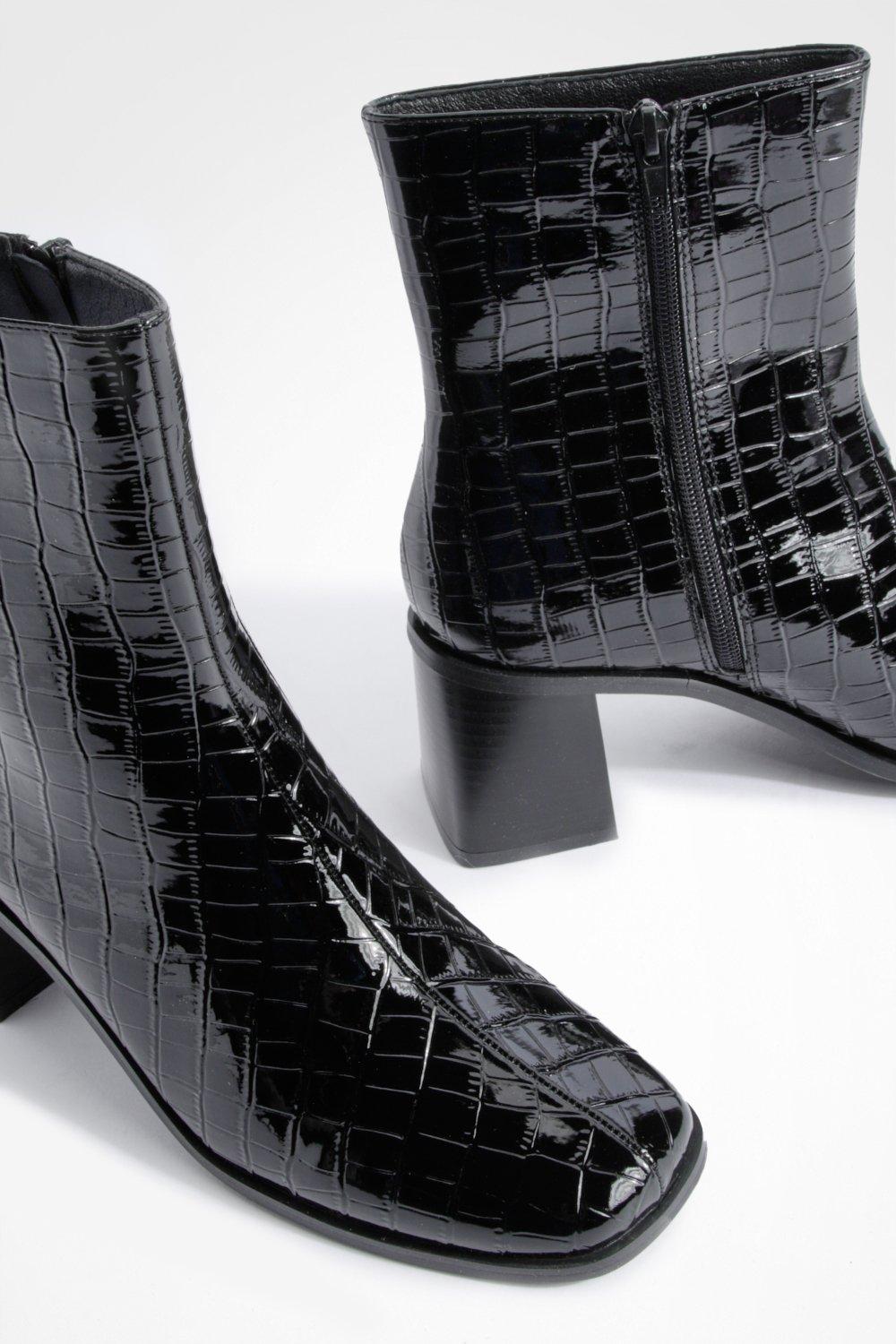 Croc embossed online boots