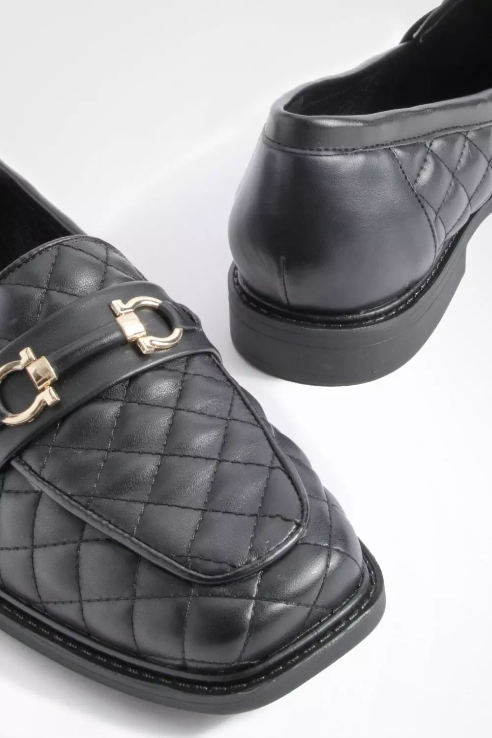 Wide Fit Square Toe Quilted Loafers