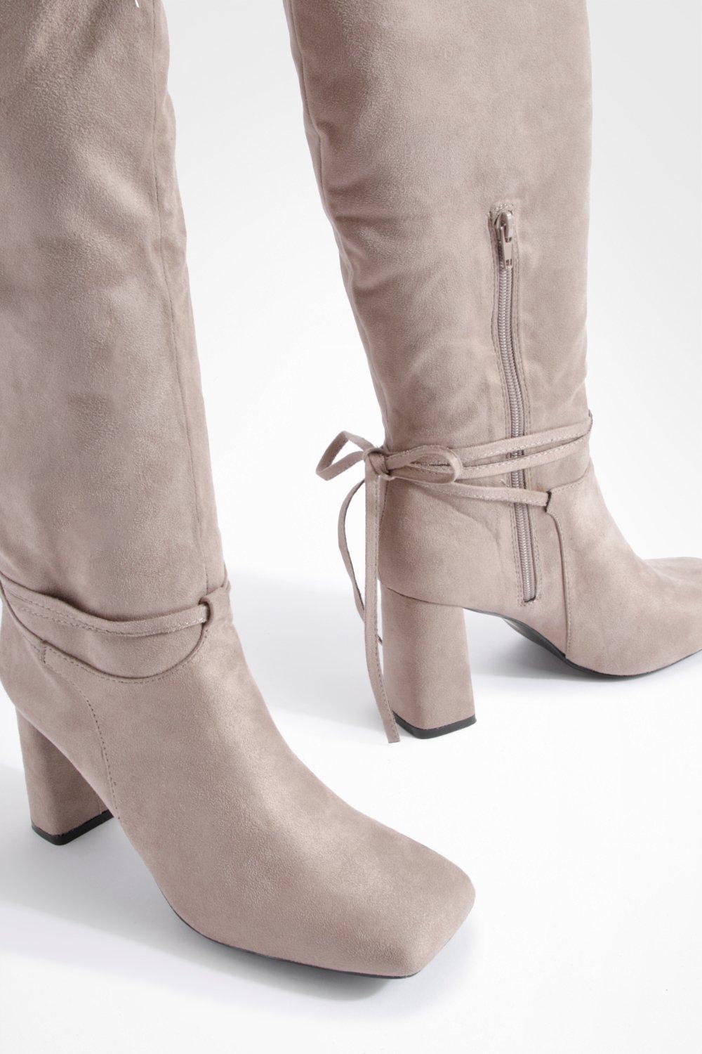 Light beige knee high boots sale