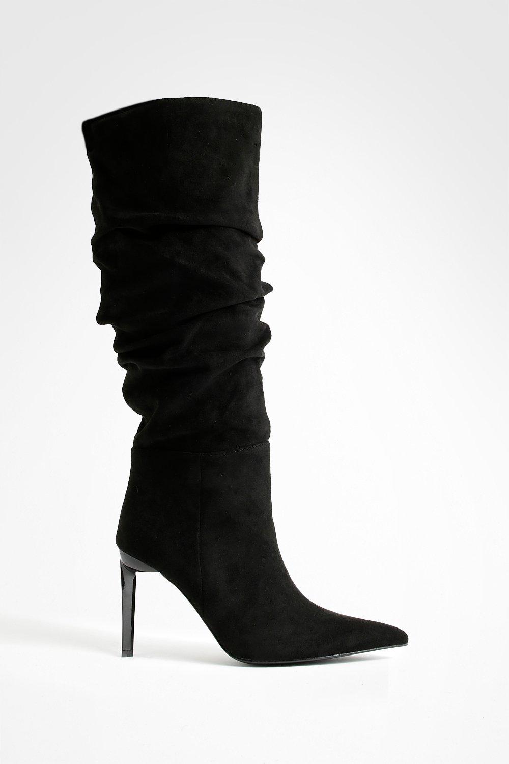 Ruched pointed toe discount boots