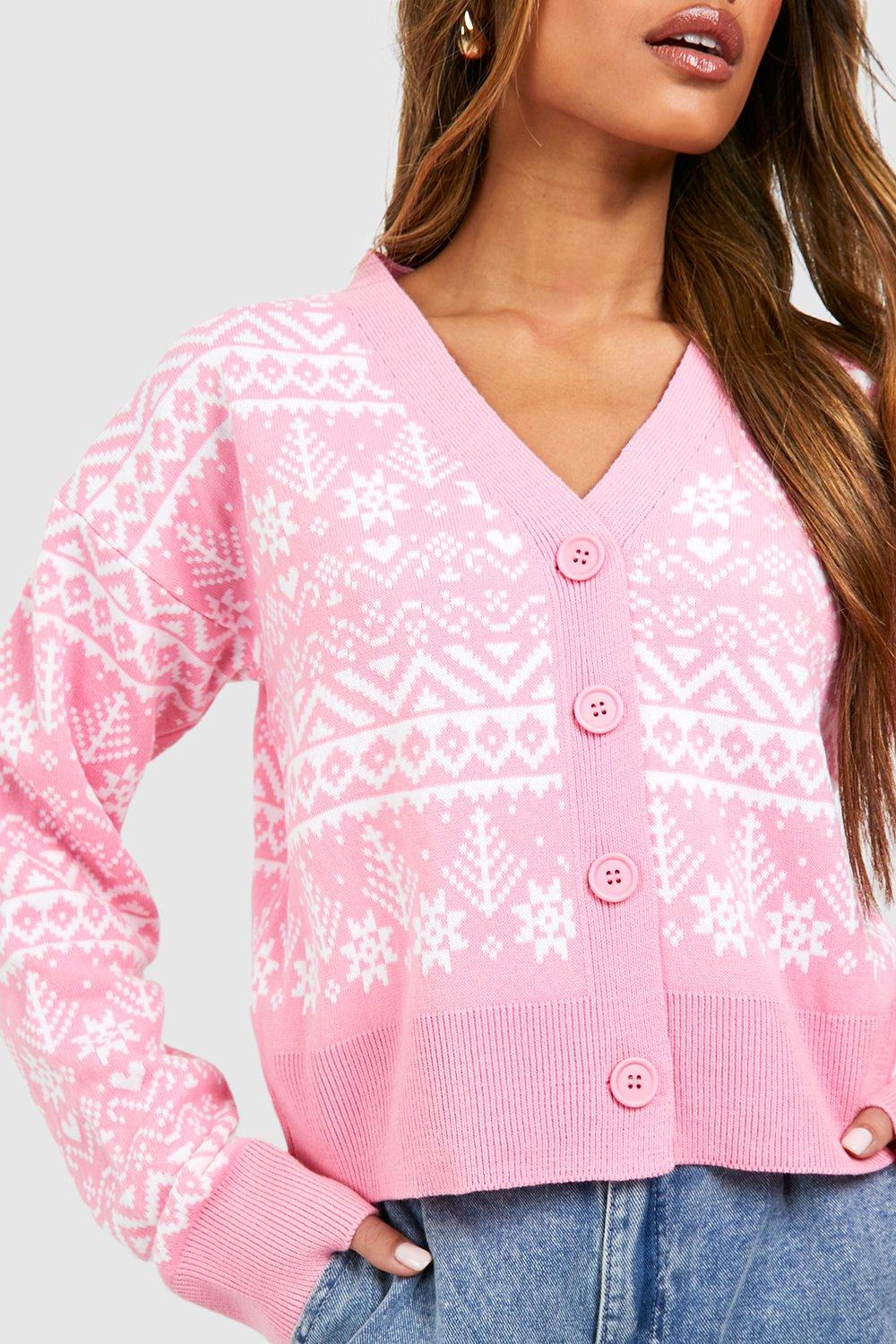 Baby Pink Fairisle Trim Top Shorts Set