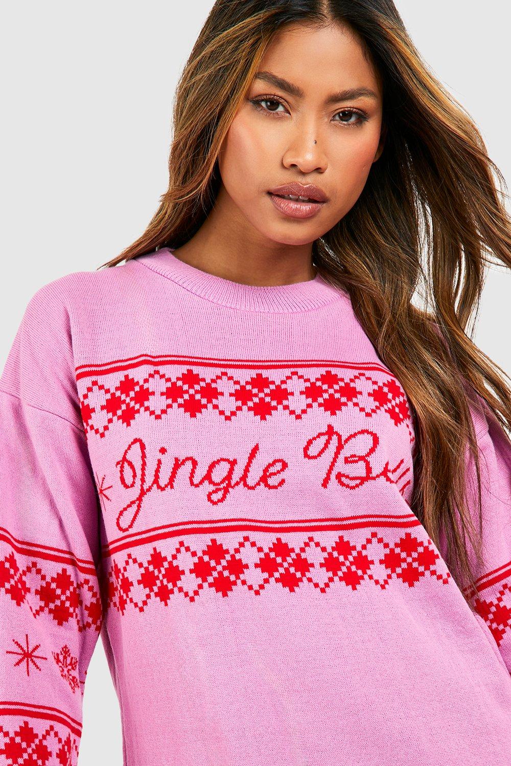 Jingle Bells Slogan Christmas Jumper Dress boohoo UK