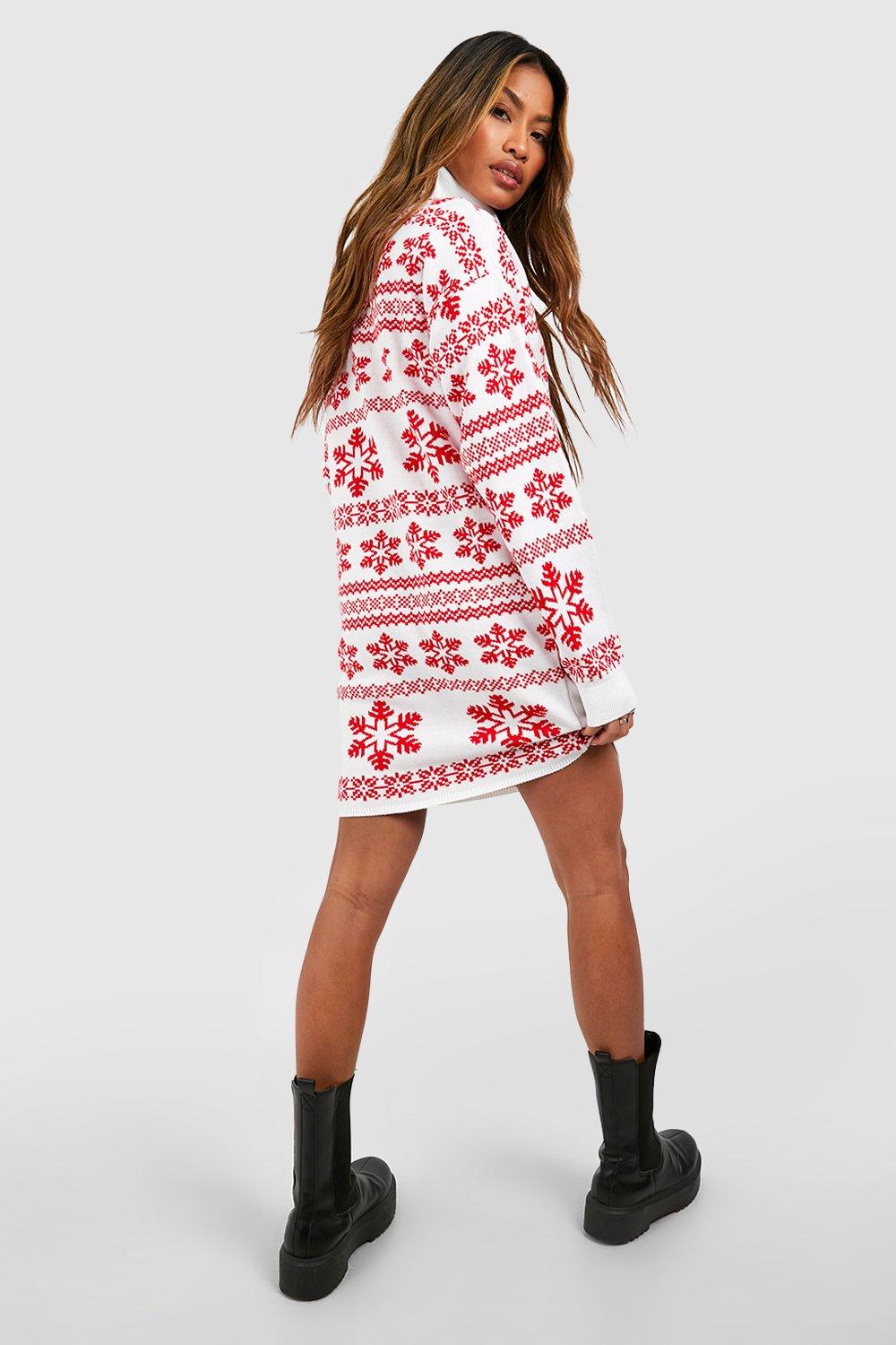 Red roll neck jumper dress sales