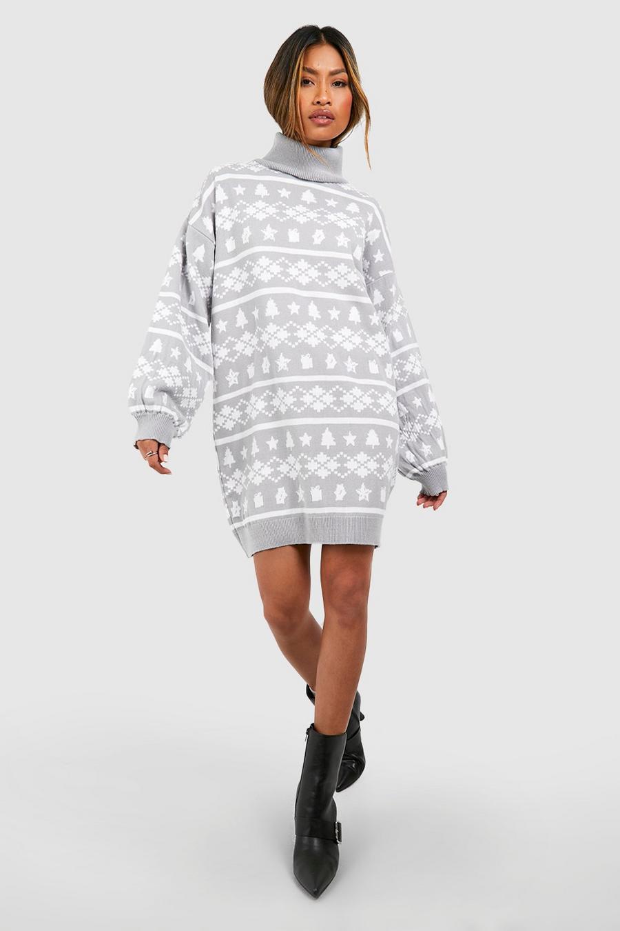 Weihnachts-Pulloverkleid mit Rollkragen, Silver image number 1