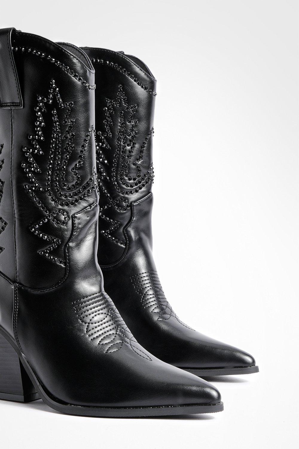 Studded Detail Western Cowboy Boots