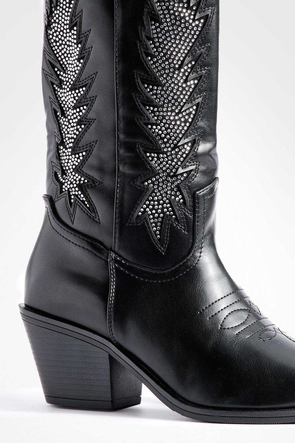 Black studded cowboy clearance boots