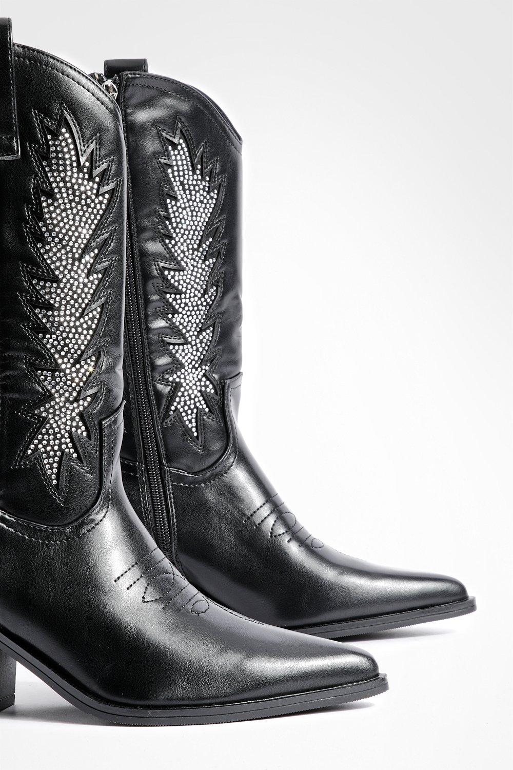 Black studded cowboy boots hotsell