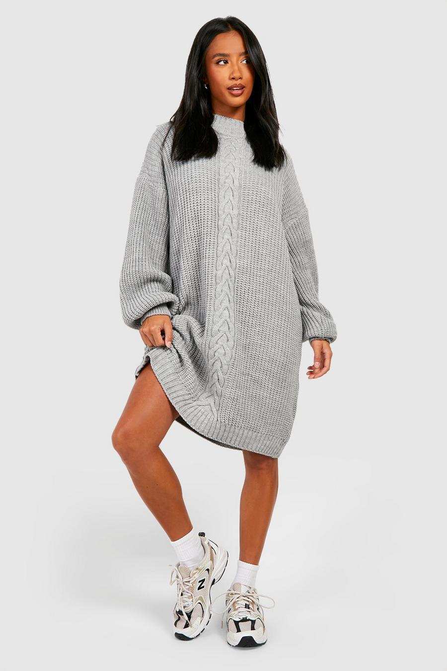 Grey Petite Cable Knit Dress   image number 1