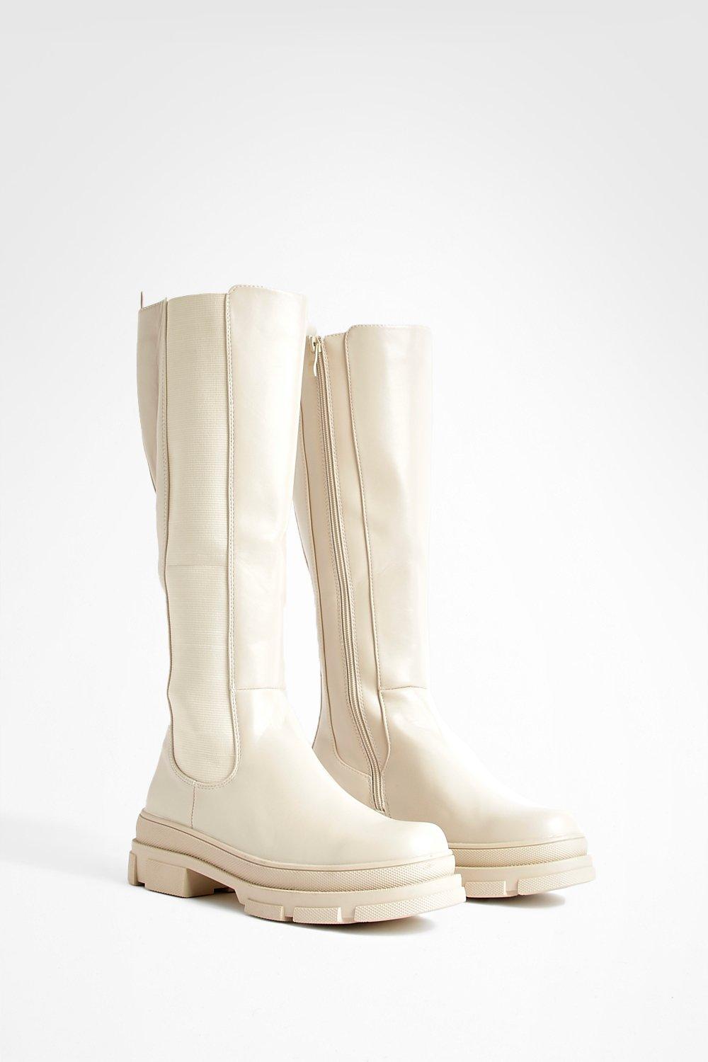 Chunky Knee High Chelsea Boots | Boohoo UK