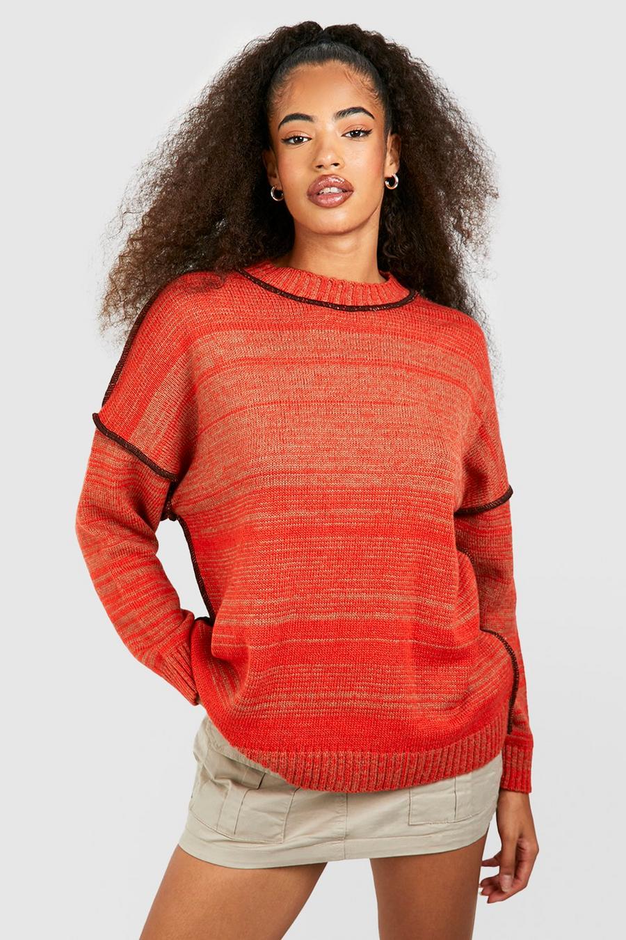 Oversize Pullover mit Naht-Detail, Orange