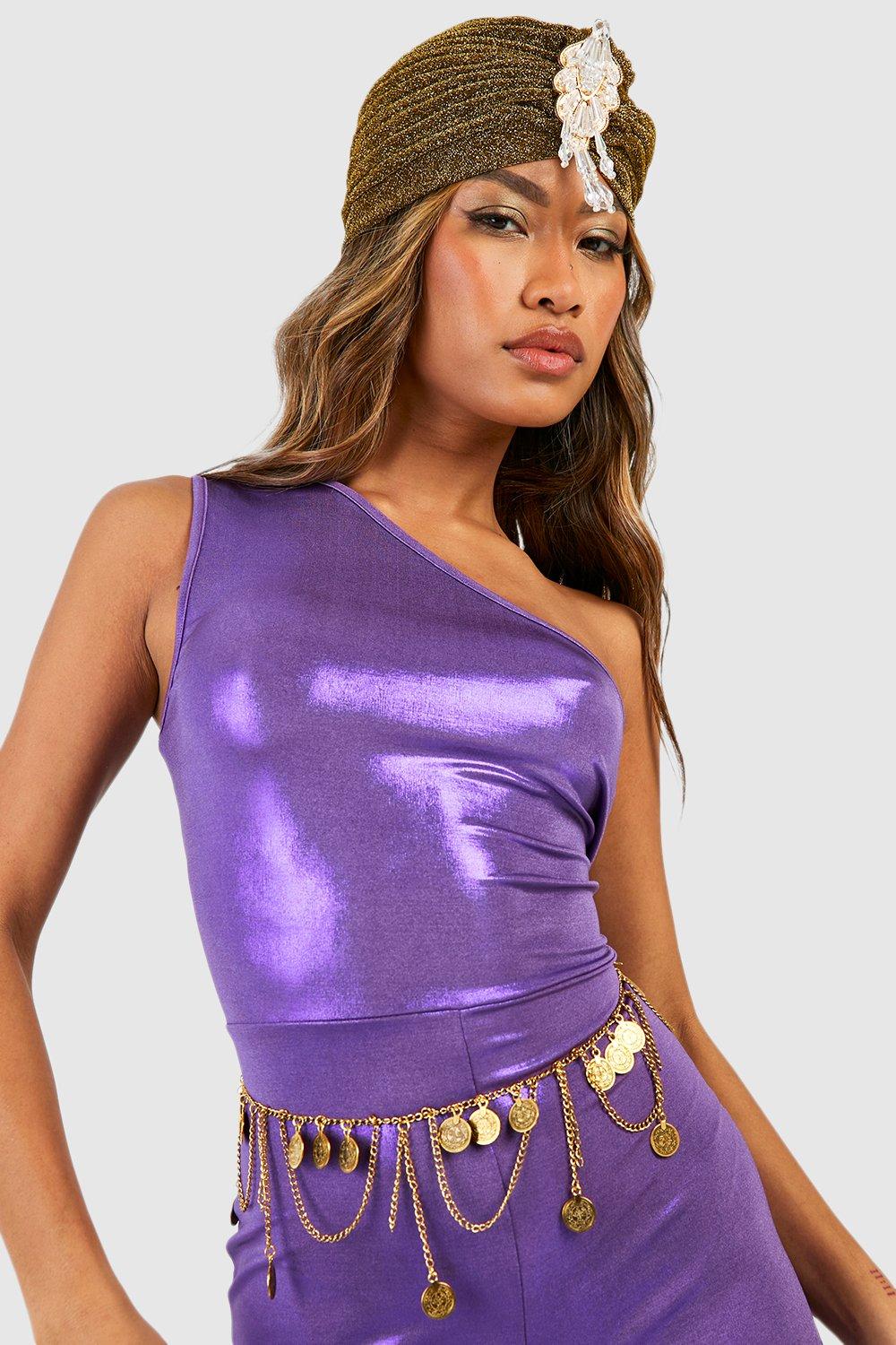 One shoulder best sale purple top