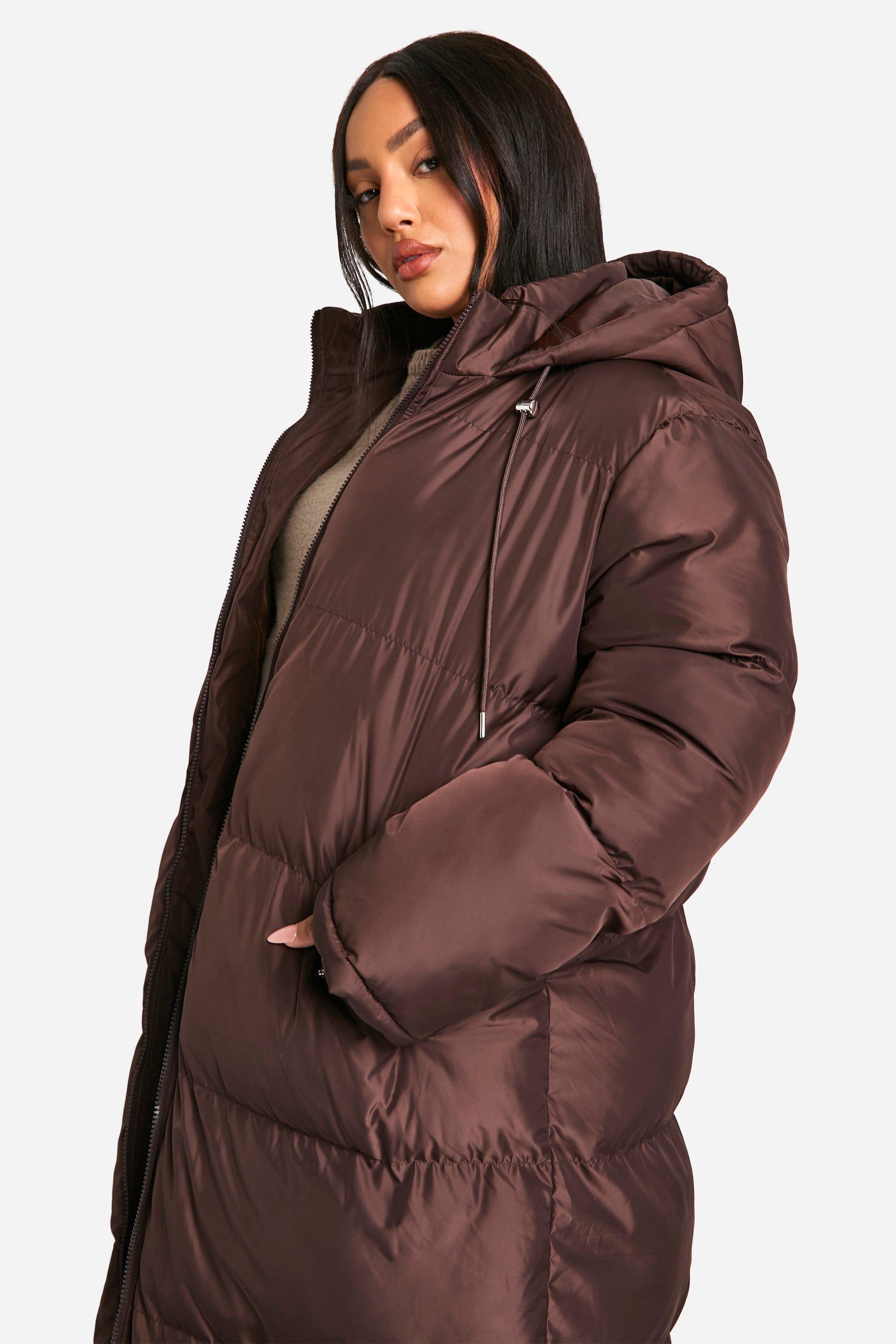 Long puffer coat boohoo on sale