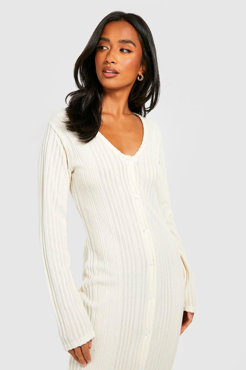 Ribbed v neck store midi dress