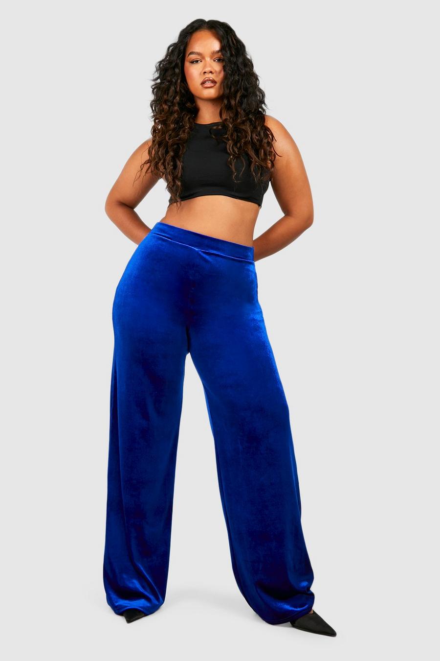 Grande taille - Pantalon large en velours, Blue image number 1