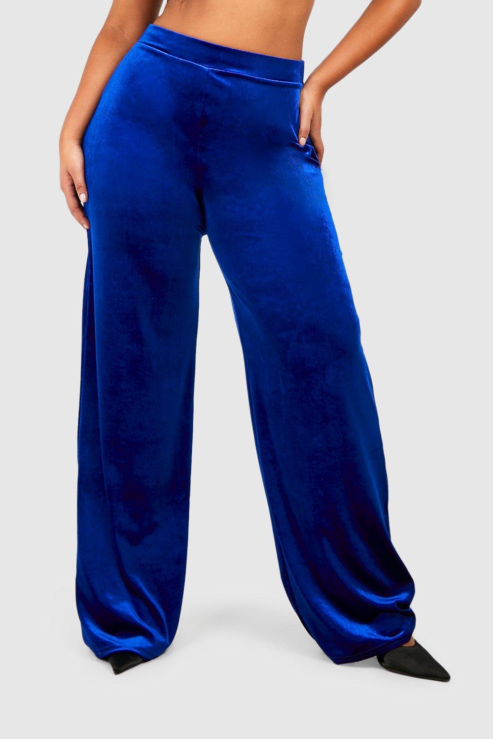 New Plus Size Ladies Wide Leg Crushed Velvet Velour Party Palazzo Pants  Trousers