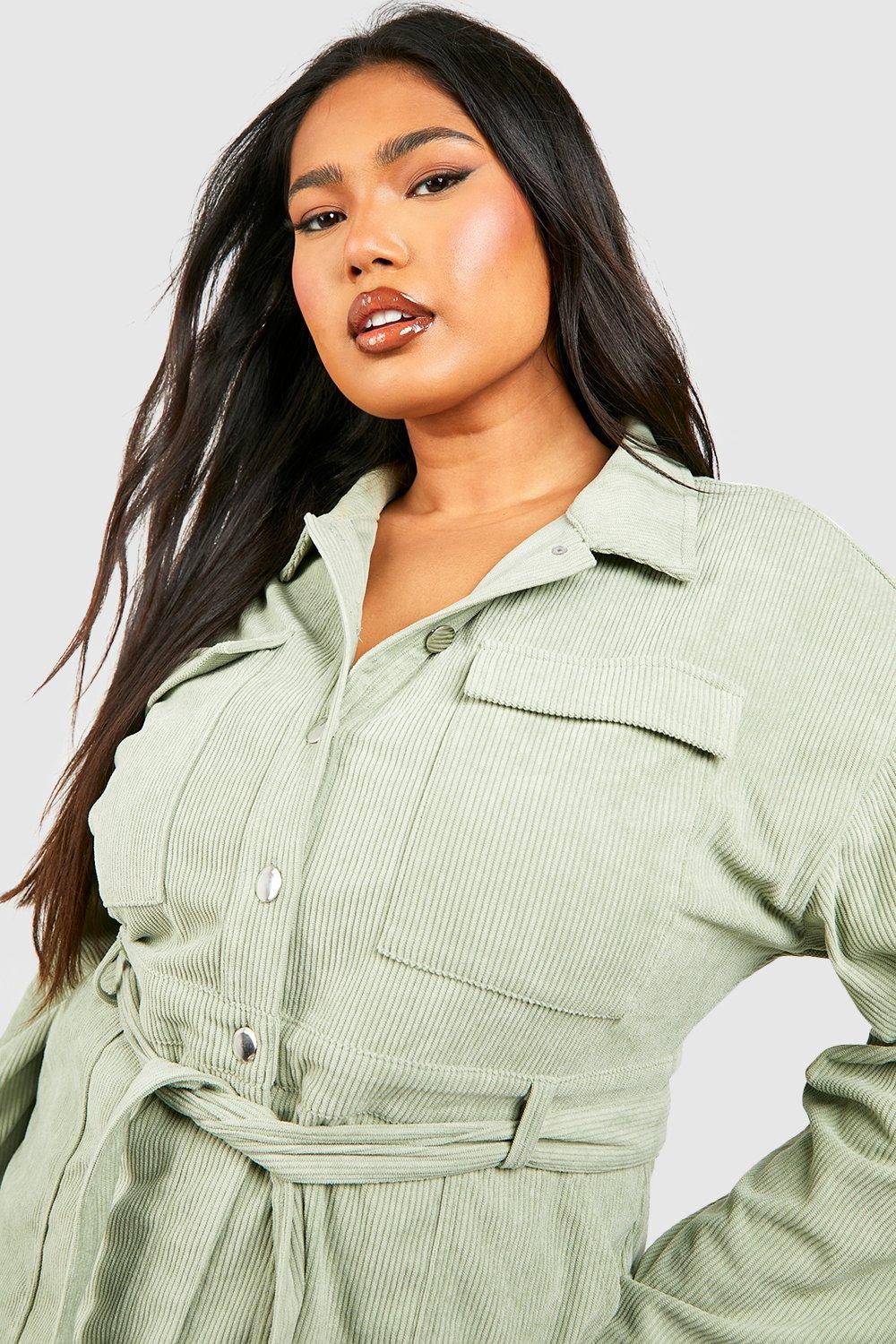 Plus Utility Cord Shirt Dress boohoo DK