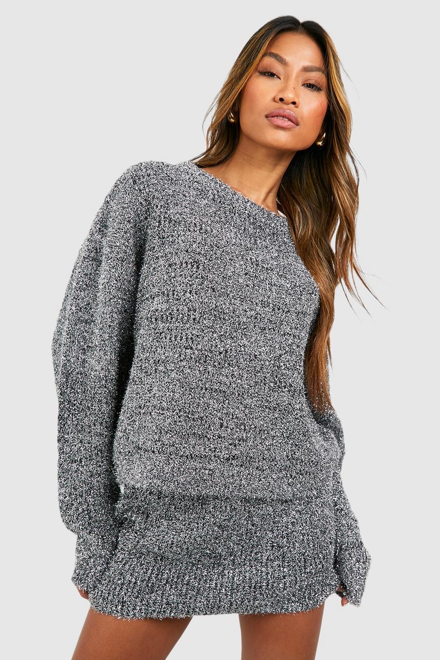 Silver Tinsel Knit Sweater image number 1