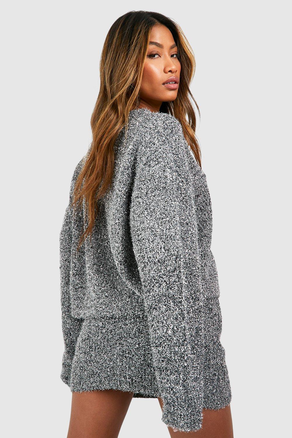 Tinsel Knit Sweater boohoo