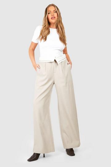 Plus Fold Over Waistband Dress Pants grey